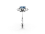 White gold Fancy Blue Radiant  Diamond Cluster Halo Ring with Solitaire Band and Four-Prong Setting_22