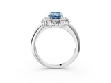 White gold Fancy Blue Radiant  Diamond Cluster Halo Ring with Solitaire Band and Four-Prong Setting_23