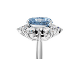 White gold Fancy Blue Radiant  Diamond Cluster Halo Ring with Solitaire Band and Four-Prong Setting_25