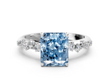 White gold Fancy Blue Radiant  Diamond Cluster Prong-Set Solitaire Ring_20