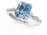 White gold Fancy Blue Radiant  Diamond Cluster Prong-Set Solitaire Ring_25