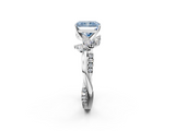 White gold Fancy Blue Radiant  Diamond Floral Vine Solitaire Engagement Ring_5