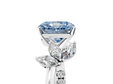 White gold Fancy Blue Radiant  Diamond Floral Vine Solitaire Engagement Ring_8