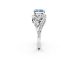 White gold Fancy Blue Radiant  Diamond Halo Ring with Marquise and Pavé Band in Prong Setting_14