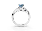 White gold Fancy Blue Radiant  Diamond Halo Ring with Marquise and Pavé Band in Prong Setting_15