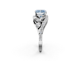 White gold Fancy Blue Radiant  Diamond Halo Ring with Marquise and Pavé Band in Prong Setting_70