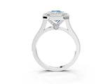 White gold Fancy Blue Radiant  Diamond Halo Ring with Milgrain Frame and Pavé Band_58