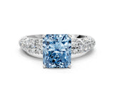 White gold Fancy Blue Radiant  Diamond Pavé Band Solitaire Ring with Four-Prong Setting_49