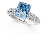 White gold Fancy Blue Radiant  Diamond Pavé Band Solitaire Ring with Four-Prong Setting_50