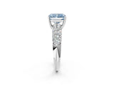 White gold Fancy Blue Radiant  Diamond Pavé Band Solitaire Ring with Four-Prong Setting_51
