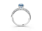 White gold Fancy Blue Radiant  Diamond Pavé Band Solitaire Ring with Four-Prong Setting_52