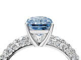 White gold Fancy Blue Radiant  Diamond Pavé Band Solitaire Ring with Four-Prong Setting_53