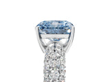 White gold Fancy Blue Radiant  Diamond Pavé Band Solitaire Ring with Four-Prong Setting_54