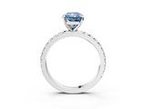 White gold Fancy Blue Radiant  Diamond Pavé Band Solitaire with Four-Prong Setting_221