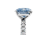 White gold Fancy Blue Radiant  Diamond Pavé Band Solitaire with Four-Prong Setting_223