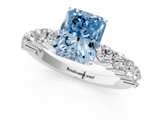 White gold Fancy Blue Radiant  Diamond Pavé Band Solitaire with Four-Prong Setting_4