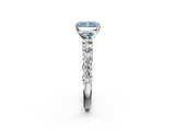 White gold Fancy Blue Radiant  Diamond Pavé Band Solitaire with Four-Prong Setting_5