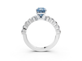 White gold Fancy Blue Radiant  Diamond Pavé Band Solitaire with Four-Prong Setting_6