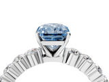White gold Fancy Blue Radiant  Diamond Pavé Band Solitaire with Four-Prong Setting_7