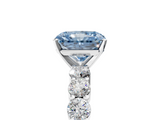White gold Fancy Blue Radiant  Diamond Pavé Band Solitaire with Four-Prong Setting_8