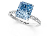 White gold Fancy Blue Radiant  Diamond Pavé Band with Six-Prong Setting_46