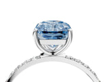 White gold Fancy Blue Radiant  Diamond Pavé Band with Six-Prong Setting_49