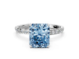 White gold Fancy Blue Radiant  Diamond Pavé Band with Six-Prong Setting_51