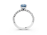White gold Fancy Blue Radiant  Diamond Prong Set Engagement Ring with Pave Band_202