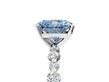 White gold Fancy Blue Radiant  Diamond Prong Set Engagement Ring with Pave Band_208