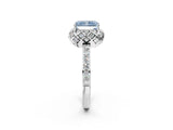White gold Fancy Blue Radiant  Diamond Solitaire Ring with Shared Prong Pavé Band_14
