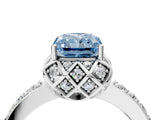 White gold Fancy Blue Radiant  Diamond Solitaire Ring with Shared Prong Pavé Band_16