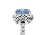 White gold Fancy Blue Radiant  Diamond Solitaire Ring with Shared Prong Pavé Band_17