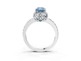 White gold Fancy Blue Radiant  Diamond Solitaire Ring with Shared Prong Pavé Band_68