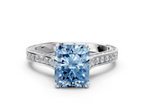 White gold Fancy Blue Radiant  Diamond Solitaire with Pave Band and Six-Prong Setting_20