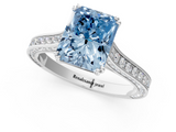White gold Fancy Blue Radiant  Diamond Solitaire with Pave Band and Six-Prong Setting_21
