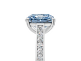 White gold Fancy Blue Radiant  Diamond Solitaire with Pave Band and Six-Prong Setting_24