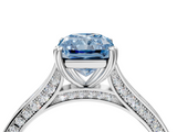 White gold Fancy Blue Radiant  Diamond Solitaire with Pave Band and Six-Prong Setting_24