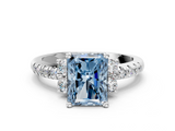White gold Fancy Blue Radiant  Diamond Three-Stone Pave Band with Four-Prong Setting_20