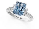 White gold Fancy Blue Radiant  Diamond Three-Stone Pave Band with Four-Prong Setting_21