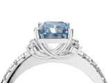 White gold Fancy Blue Radiant  Diamond Three-Stone Pave Band with Four-Prong Setting_24
