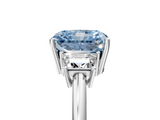 White gold Fancy Blue Radiant  Diamond Three-Stone Ring with Trapezoid Side Stones and Prong Setting_22