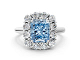 White gold Fancy Blue Radiant  Halo Cluster Diamond Engagement Ring with Prong Setting and Polished Band_75