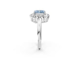White gold Fancy Blue Radiant  Halo Cluster Diamond Engagement Ring with Prong Setting and Polished Band_77