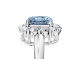 White gold Fancy Blue Radiant  Halo Cluster Diamond Engagement Ring with Prong Setting and Polished Band_80