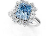 White gold Fancy Blue Radiant  Halo Cluster Diamond Engagement Ring with Solitaire Band and Prong Setting_50