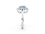 White gold Fancy Blue Radiant  Halo Cluster Diamond Engagement Ring with Solitaire Band and Prong Setting_51