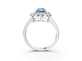 White gold Fancy Blue Radiant  Halo Cluster Diamond Engagement Ring with Solitaire Band and Prong Setting_52