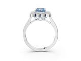White gold Fancy Blue Radiant  Halo Diamond Cluster Engagement Ring with Milgrain Bezel Setting and Solitaire Band_42