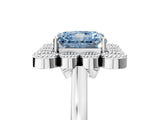 White gold Fancy Blue Radiant  Halo Diamond Cluster Engagement Ring with Milgrain Bezel Setting and Solitaire Band_44