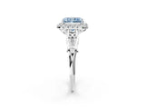 White gold Fancy Blue Radiant  Halo Diamond Engagement Ring with Filigree Band and Four-Prong Setting_107